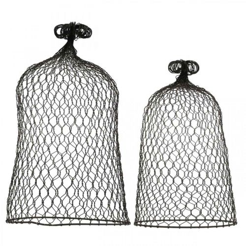 Floristik24 Dekorativ bjelle av metall, klatrehjelp, wirehette brun, patina H50/41cm Ø30/25cm, sett med 2