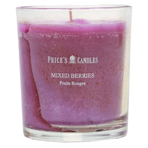 Duftlys i glass sommerduft bærblanding lilla H8cm