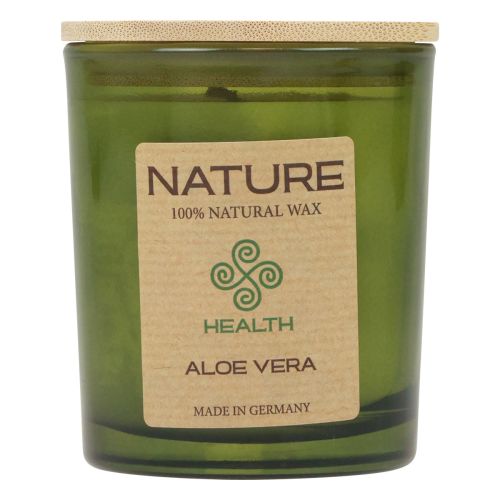 Duftlys i glass naturlig vokslys Aloe Vera 85×70mm