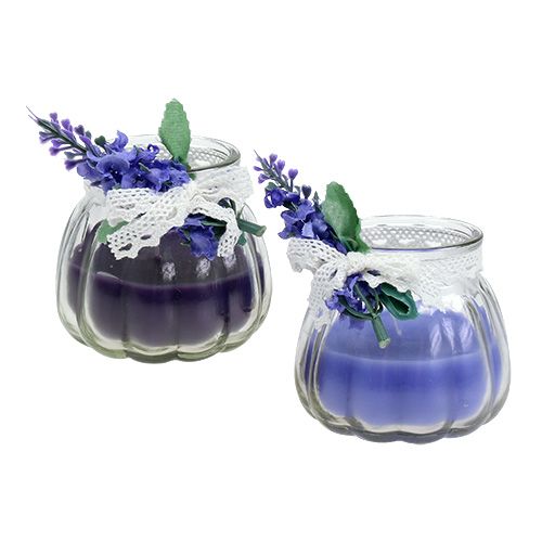 Floristik24 Duftlys lavendel i et glass Ø7cm H7cm 2stk