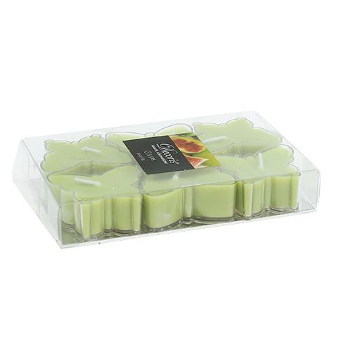 Floristik24 Duftende te lys sommerfugl Ø4,8cm H2cm grønn 6stk