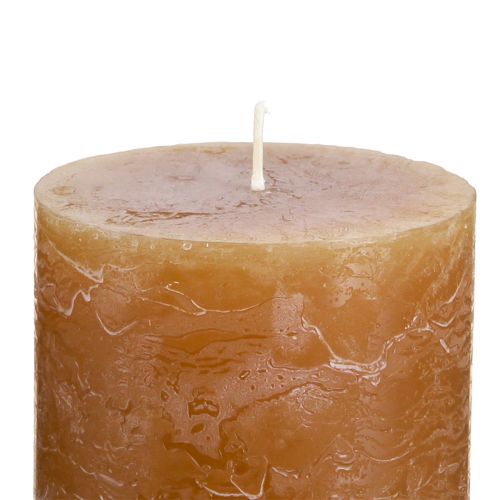 gjenstander Ensfargede karamellsøylelys 70×80 mm, sett med 4 - Rustikk dekorasjon, ideell til advent, håndlaget