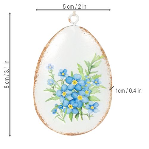 gjenstander Påskeegg med vårblomster, ideelle til påskebuketter eller vinduer, 8 cm, 8 stk.