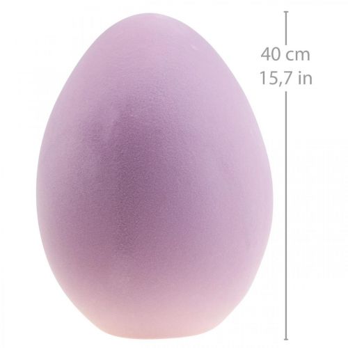 gjenstander Påskeegg plast stort dekorativt egg lilla flokket 40cm