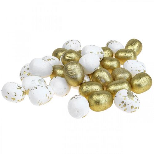 Floristik24 Isopor egg isopor påskeegg hvitt gull dekorasjon 3cm 32 stk