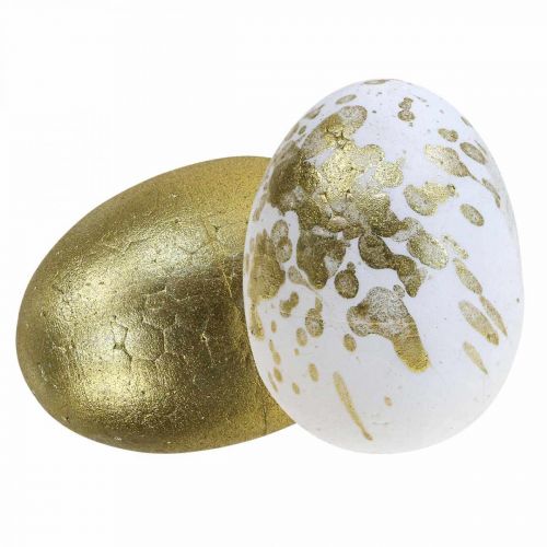 Styrofoam egg Isopor påskeegg hvitt gull dekorasjon 5cm 12stk