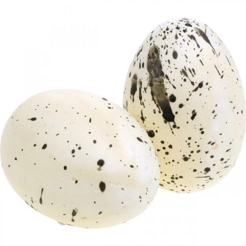 Deco egg med fjær Kunstige påskeegg Påskepynt H6cm 6 stk
