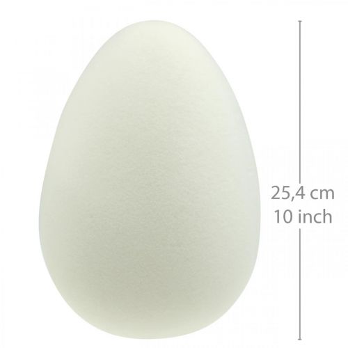Floristik24 Dekorativ eggkrem påskeegg flokket Utstillingsvindudekor påske 25cm