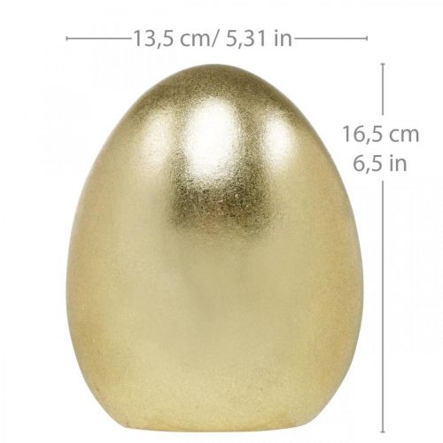 Floristik24 Keramisk egg gyllen, edel påskepynt, pyntegjenstand egg metallic H16,5cm Ø13,5cm