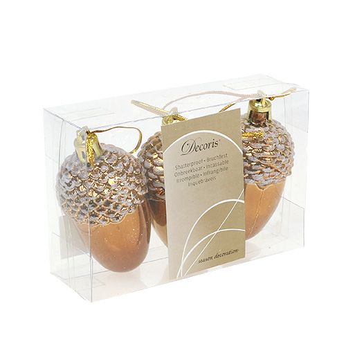 Floristik24 Eikenøtter å henge brun 7,5 cm 3stk