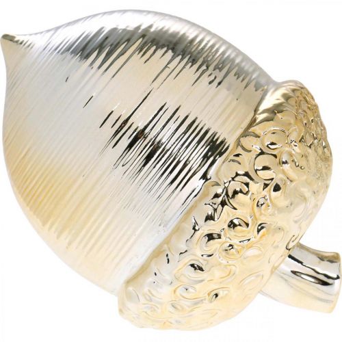 Floristik24 Dekorativ eikenøtt keramisk gyllen borddekorasjon Jul 13,5cm 2stk