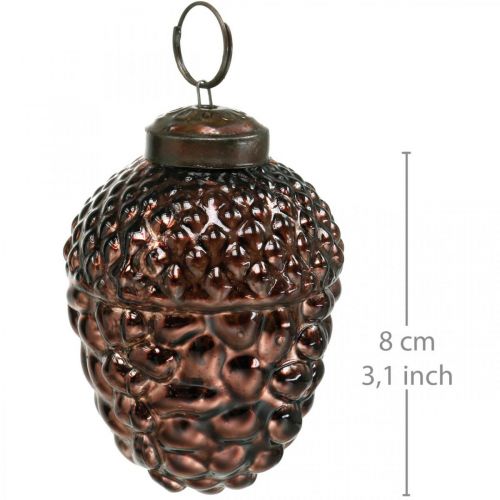 Floristik24 Acorn glass brune dekorative kongler til oppheng adventspynt 5,5×8cm 12stk