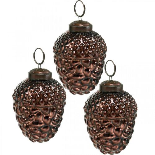 Floristik24 Acorn glass brune dekorative kongler til oppheng adventspynt 5,5×8cm 12stk