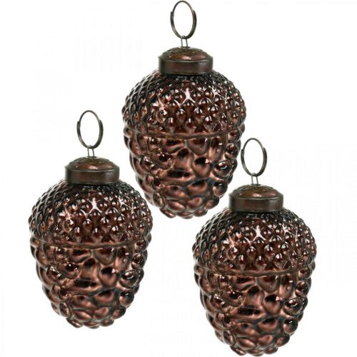 Acorn glass brune dekorative kongler til oppheng adventspynt 5,5×8cm 12stk