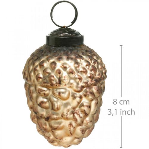 Floristik24 Acorn glass gylne vintage deco kongler juletrepynt 5,5 × 8cm 12stk