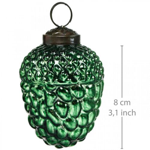 Floristik24 Acorn glass grønn høstpynt kegler Juletrepynt 5,5 × 8cm 12stk