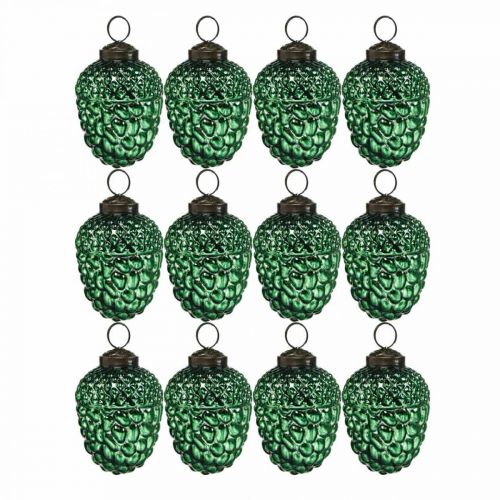 Floristik24 Acorn glass grønn høstpynt kegler Juletrepynt 5,5 × 8cm 12stk