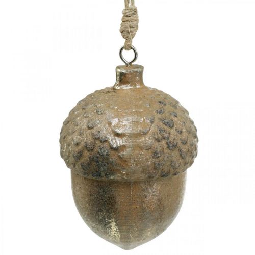 Floristik24 Dekorativ hengende eikenøtt, høstfrukter, juletrepynt med gulldekor H8cm Ø6cm 4stk