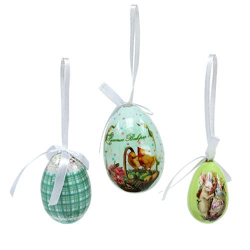 Floristik24 Egg til oppheng av grønt sortiment. 5-8cm 8stk