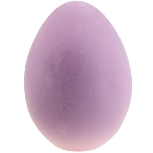 Påskeegg plast stort dekorativt egg lilla flokket 40cm