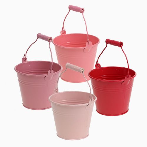 Floristik24 Bøtte rosa blanding Ø12cm H10cm 8stk