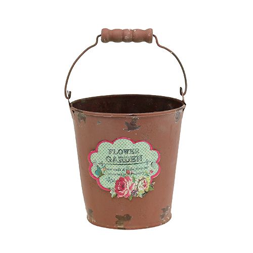 Floristik24 Bøtte med motiv Brunaldret finish Ø11cm H12cm