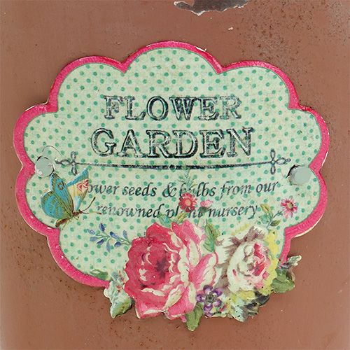 Floristik24 Bøtte med motiv Brunaldret finish Ø11cm H12cm