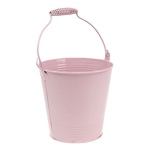 Floristik24 Bøtte med riflet mønster pastellrosa Ø14,5cm H14,5cm