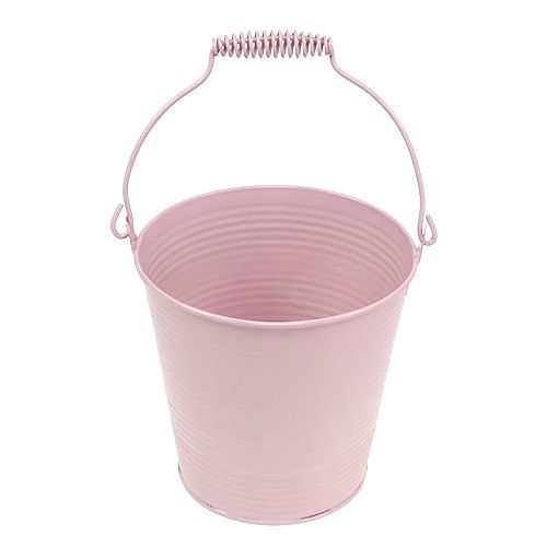 Floristik24 Bøtte med riflet mønster pastellrosa Ø14,5cm H14,5cm