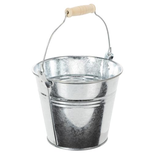 Bøtte Ø14cm H12cm 6 stk. sink, blank | Floristik24.no