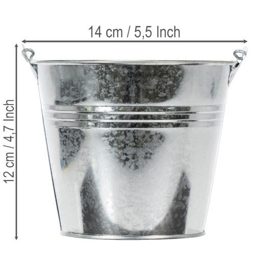 Bøtte Ø14cm H12cm 6 stk. sink, blank | Floristik24.no