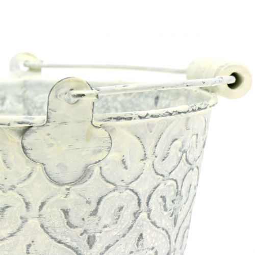 Sinkbøtte med dekor crème vasket Ø11cm H10,5cm | Floristik24.no