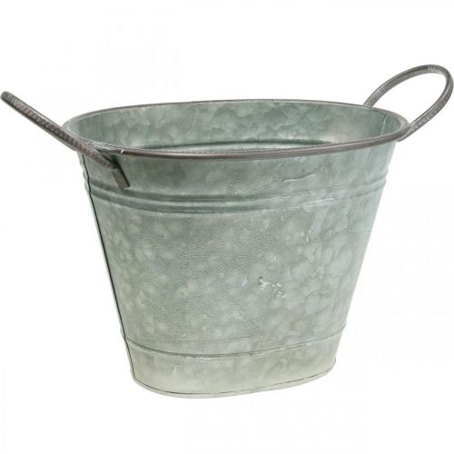 Floristik24 Planter kar, metallbeholder med håndtak, dekorskål L32cm H24cm