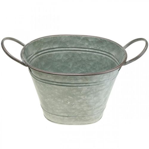 Floristik24 Planter kar, metallbeholder med håndtak, dekorskål L32cm H24cm