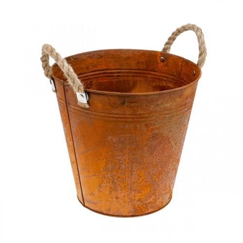 Floristik24 Plantekar med håndtak, planteskål, metallkar med rustdekor Ø25cm H24cm