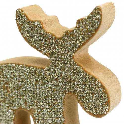 Floristik24 Strøpynt juleelgved gylden, glitter 5×5,5cm 12 stk