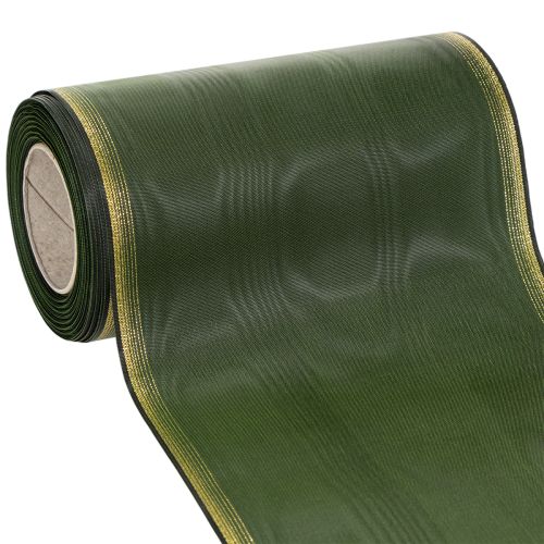 Floristik24 Elegant moiré-kransbånd, 175 mm, mørkegrønt med perlekant og taftvev for festlige anledninger