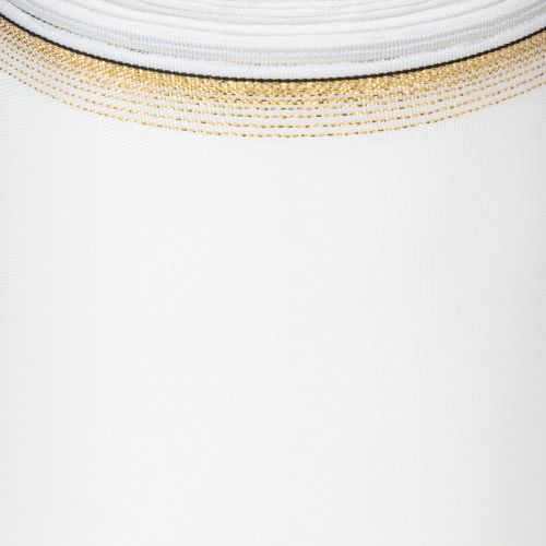 gjenstander Elegant moiré-kransbånd med gullkant, bryllupsdekorasjon, sørgebånd, hvitt 150 mm x 25 m