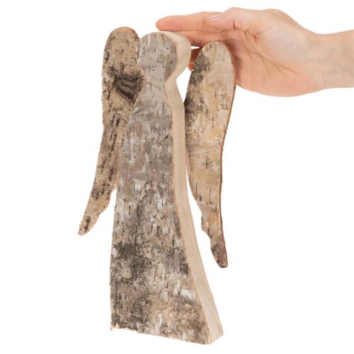 Englefigur laget av tre med bjørkenever, 30 cm | Floristik24.no