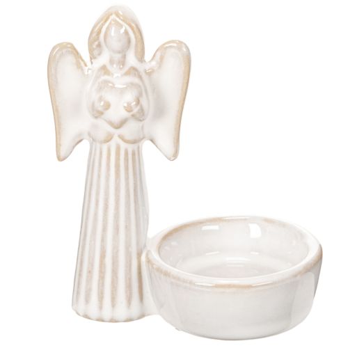 Engleskåldekorasjon med liten figur og rund telysholder 10 cm 3 stk