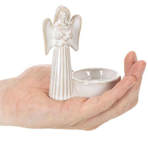 Engleskåldekorasjon med liten figur og rund telysholder 10 cm 3 stk | Floristik24.no