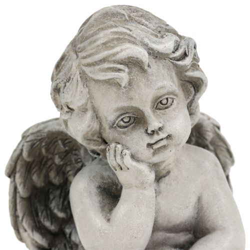 gjenstander Dekorativ engel i grå sittende 13,5cm 2stk