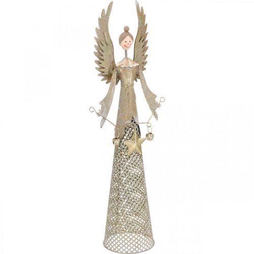 gjenstander Dekorativ engelfigur med kransjulmetall 13 × 8,5 cm H40cm