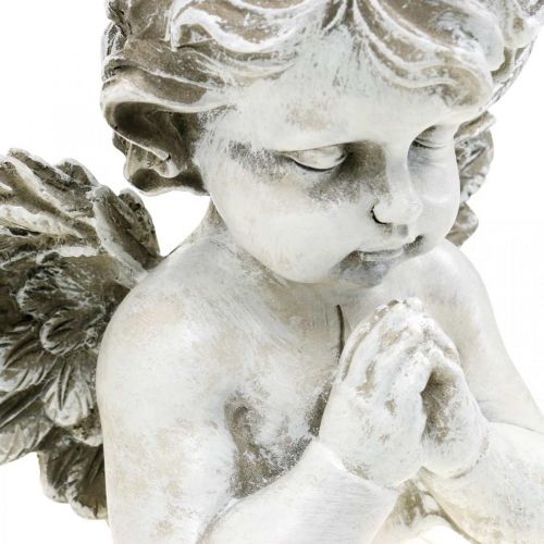 Bønnende engel, begravelse blomster, byste av engelfigur, gravdekorasjon H19cm B19,5cm