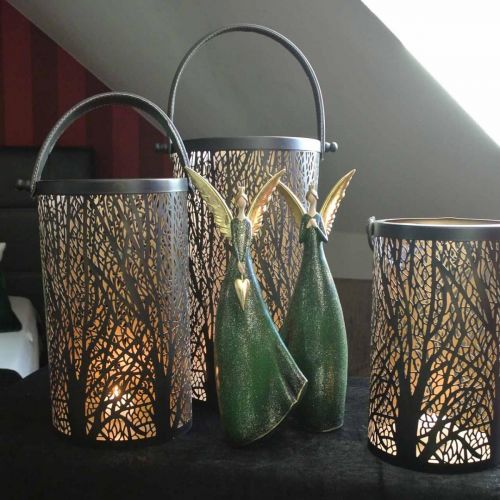 Floristik24 Deco figur engelgrønn juleengel med gyllent hjerte H41cm