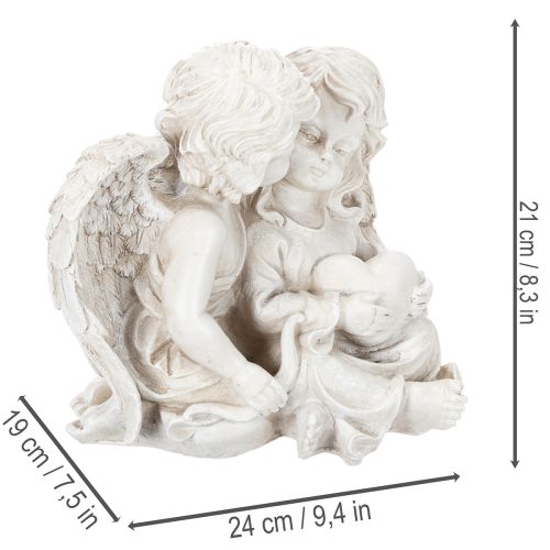 Engledekorasjon Barne Engelpar med Hjerteskulptur 24cm | Floristik24.no