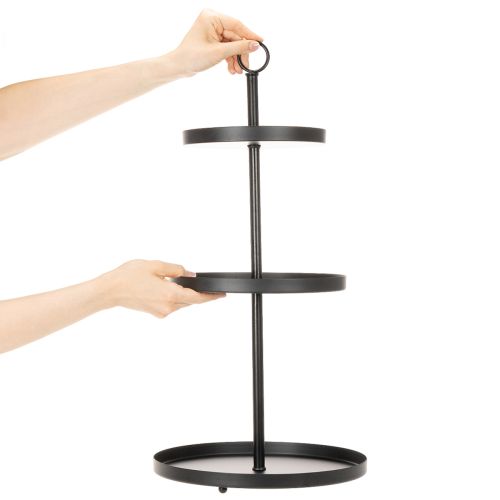 Tre-etasjes rundt serveringsstativ i metall for borddekorasjon i flere etasjer, 61 cm | Floristik24.no