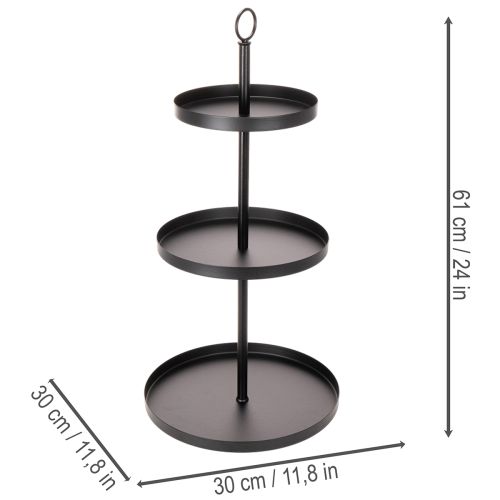 Tre-etasjes rundt serveringsstativ i metall for borddekorasjon i flere etasjer, 61 cm | Floristik24.no