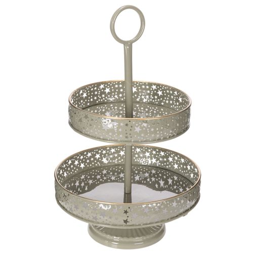Dekorativt serveringsbrett med håndtak, stjernemotiv, to nivåer, 49 cm