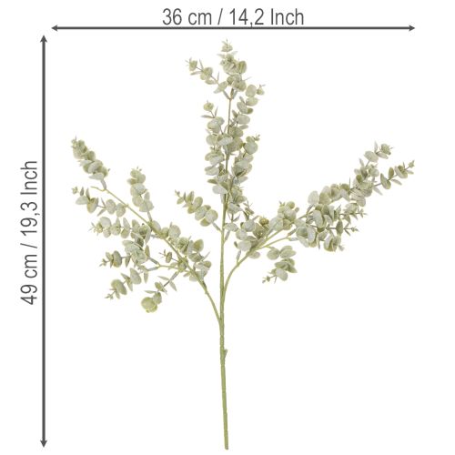 Kunstig eukalyptusgren, dekorativ gren til vaser og buketter, 49 cm, 4 stk. | Floristik24.no